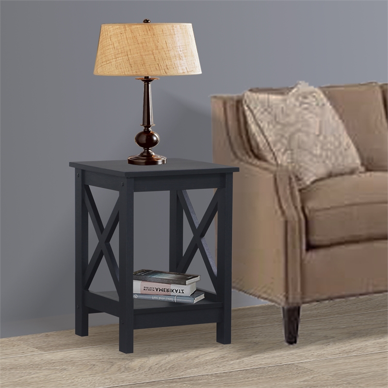 Saint Birch Lambert Modern Farmhouse Black Oak End Table