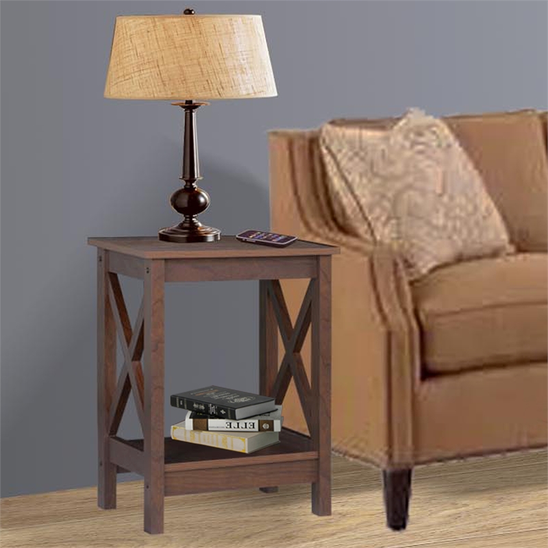 Saint Birch Lambert Modern Farmhouse Rosewood Grain End Table