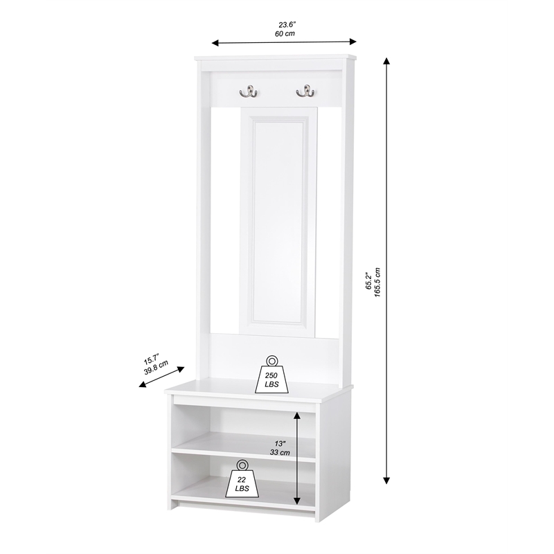 Saint Birch Lambert Casual Contemporary White Hall Tree and Shoe Bench