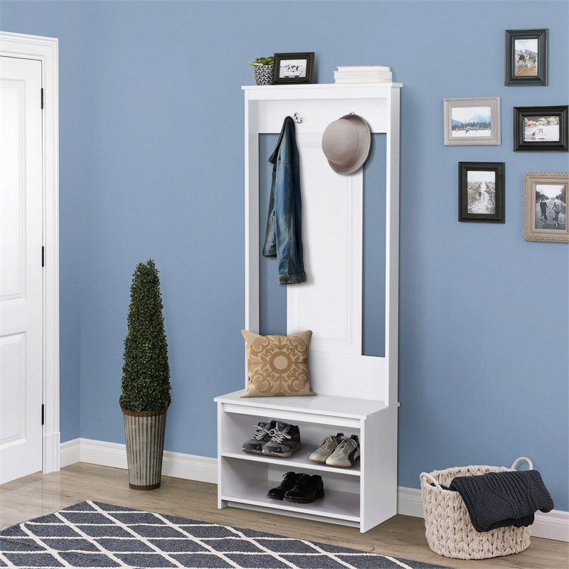 Saint Birch Lambert Casual Contemporary White Hall Tree and Shoe Bench