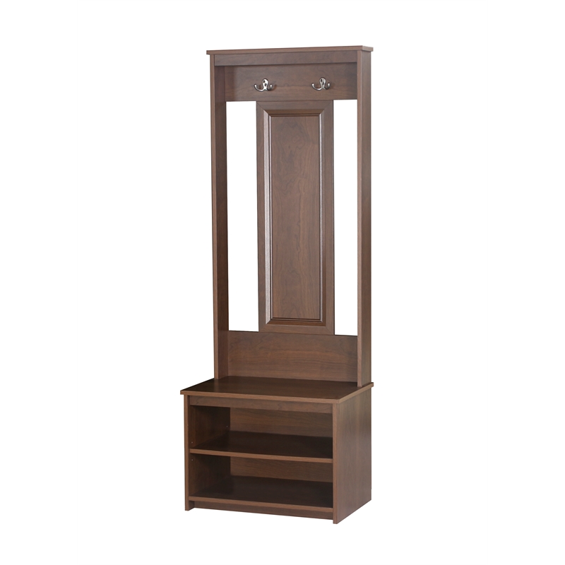 Saint Birch Lambert Casual Contemporary Rosewood Grain Hall Tree and Shoe Bench