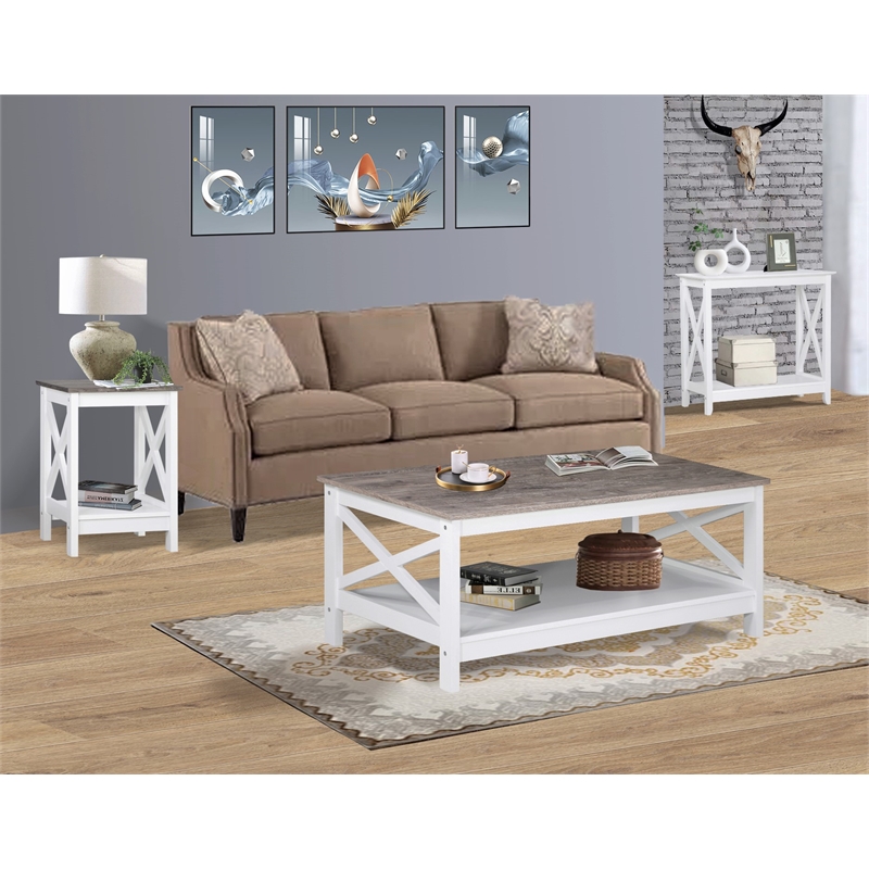 Saint Birch Lambert Modern Farmhouse 3-Piece White Table Set