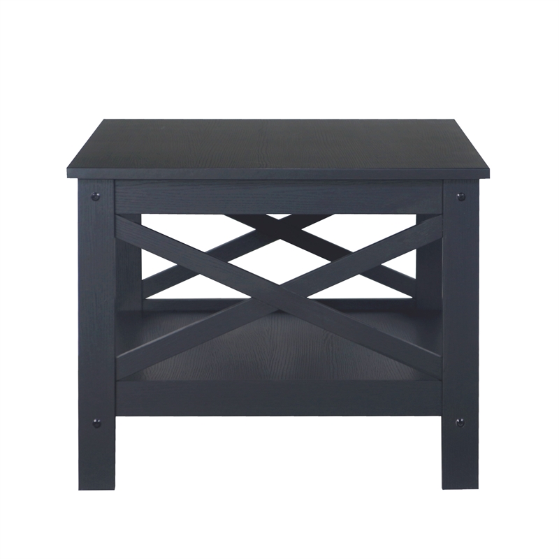 Saint Birch Lambert Modern Farmhouse 3-Piece Black Oak Table Set