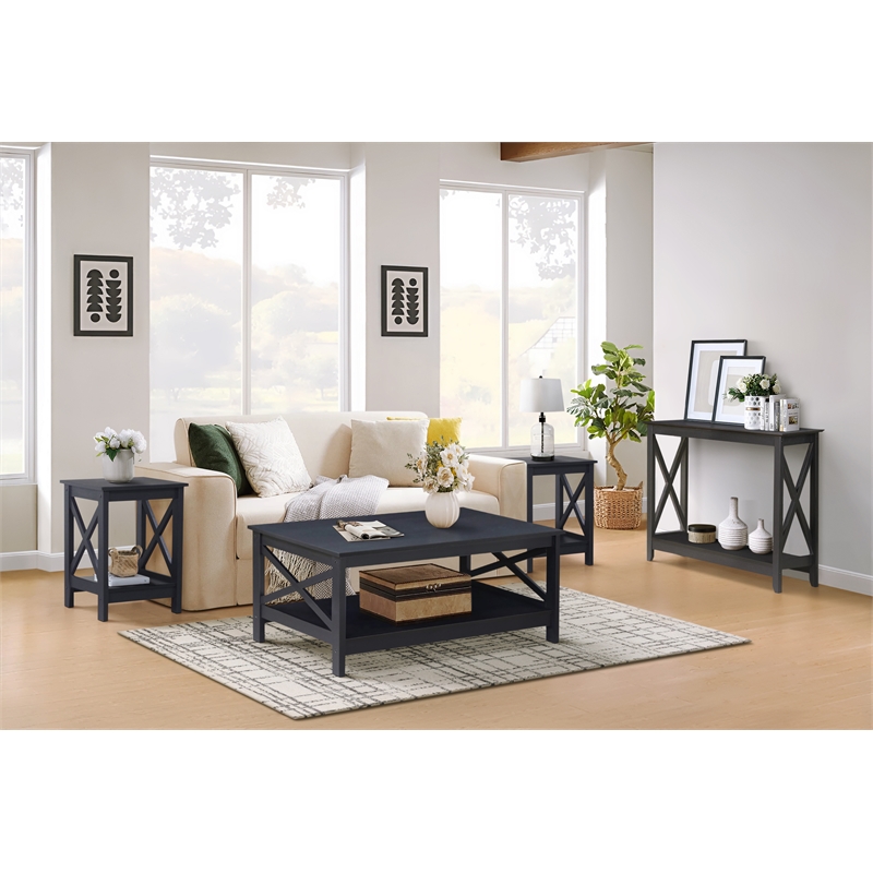 Saint Birch Lambert Modern Farmhouse 4-Piece Black Oak Table Set