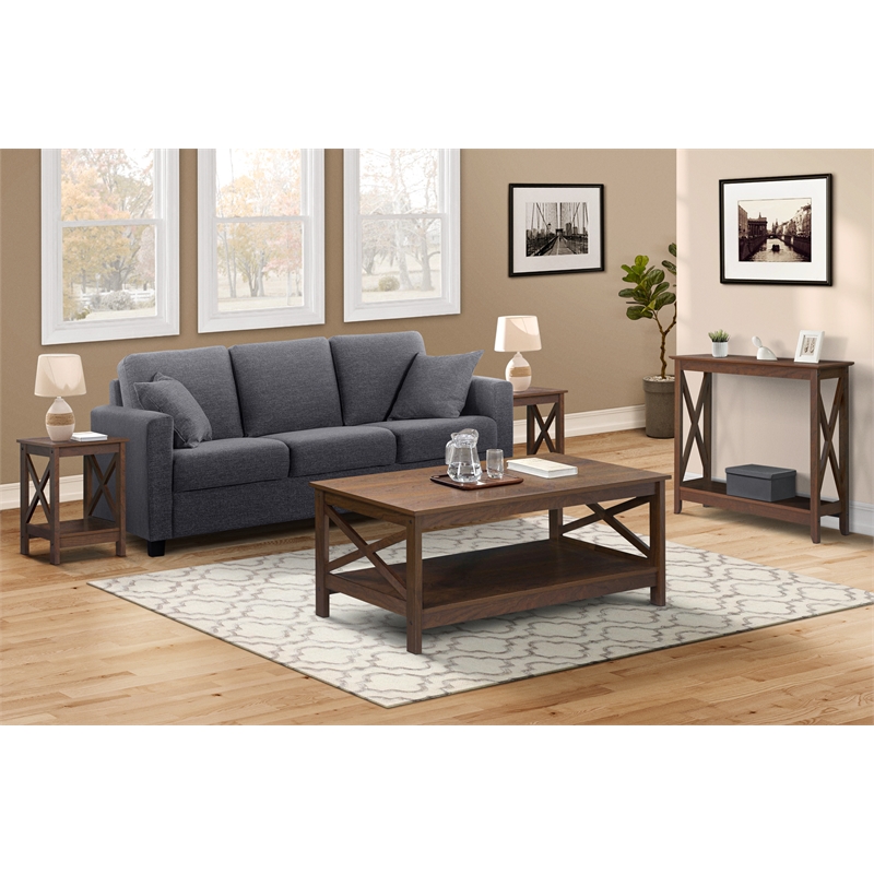 Saint Birch Lambert Modern Farmhouse 4-Piece Rosewood Grain Table Set