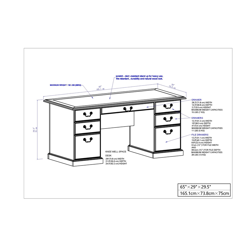 Saint Birch Azuela Espresso 65 Inches Executive Desk