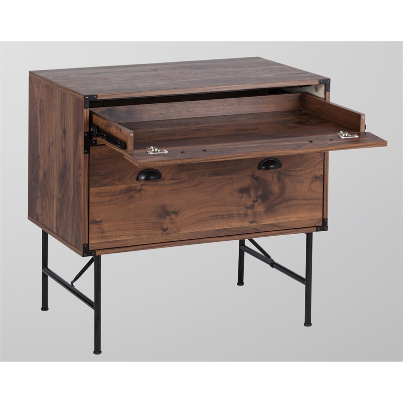 Saint Birch Bombay 1 Drawer Wood Lateral File Cabinet with Tray in Walnut