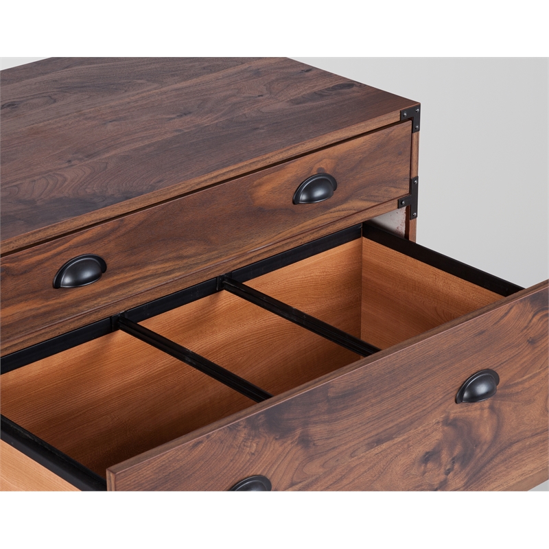 Saint Birch Bombay 1 Drawer Wood Lateral File Cabinet with Tray in Walnut