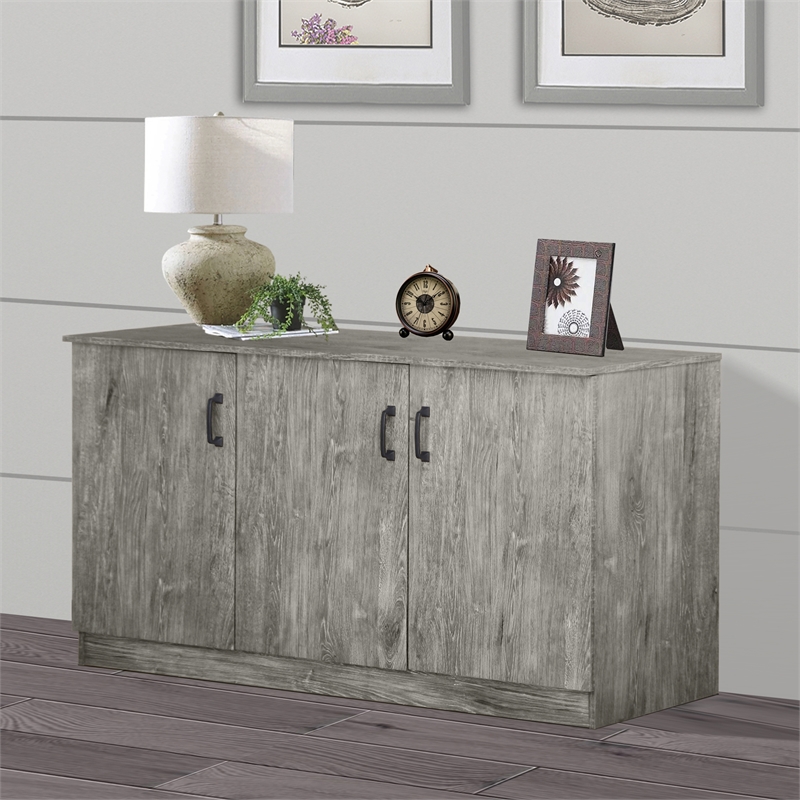 Saint Birch Alaska 3-Door Credenza Storage Cabinet in Gray Oak