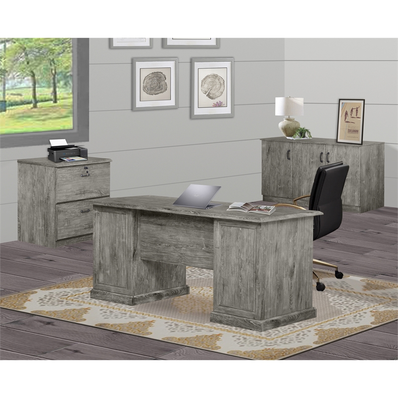 Saint Birch Alaska 3-Door Credenza Storage Cabinet in Gray Oak