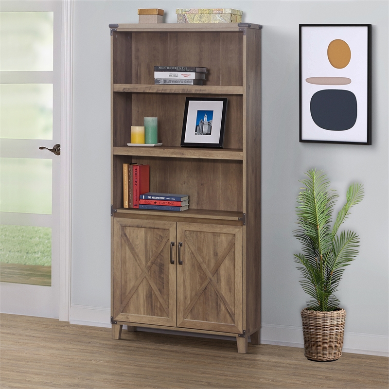 Saint Birch Oxford 2-Door Farmhouse Engineered Wood Bookcase in Rustic Oak