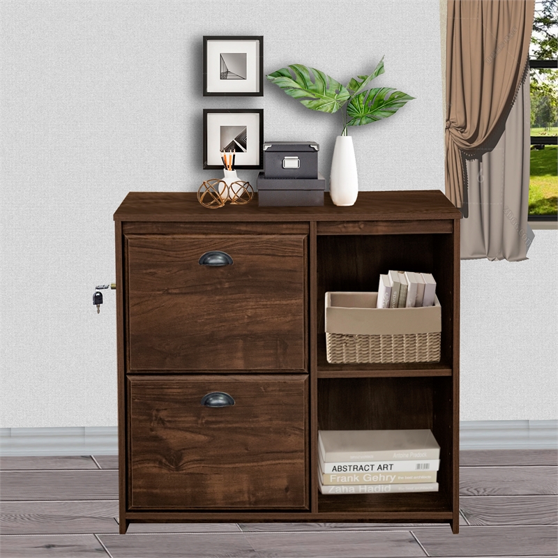 Saint Birch Elma 2-Drawer Modern Wood File Cabinet in Brown Rustic Oak