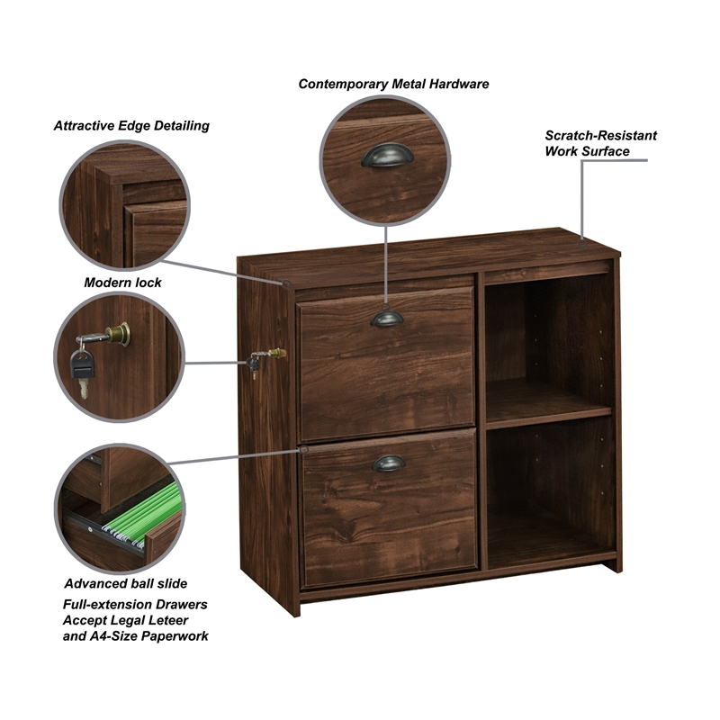 Saint Birch Elma 2-Drawer Modern Wood File Cabinet in Brown Rustic Oak