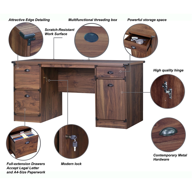 Saint Birch Engineered Wood Contemporary 2 Door Storage in Dark Walnut