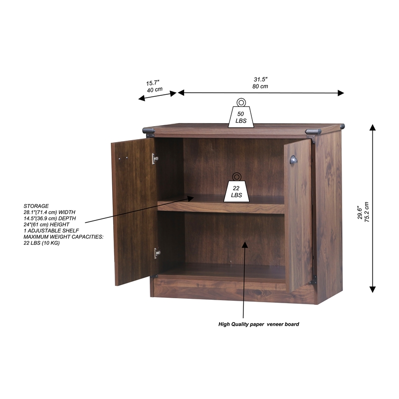 Saint Birch Engineered Wood Contemporary 2 Door Storage in Dark Walnut