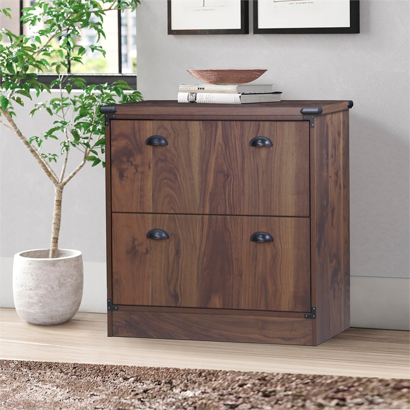 Saint Birch Engineered Wood Contemporary Lateral Filing Cabinet in Dark Walnut