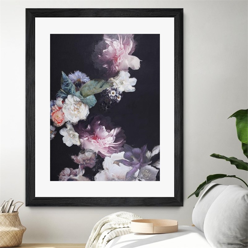 Giant Art 30x40 Purple Blossom 1 Matted and Framed in Pink