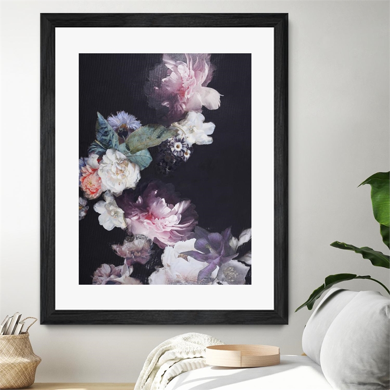 Giant Art 24x32 Purple Blossom 1 Matted and Framed in Pink