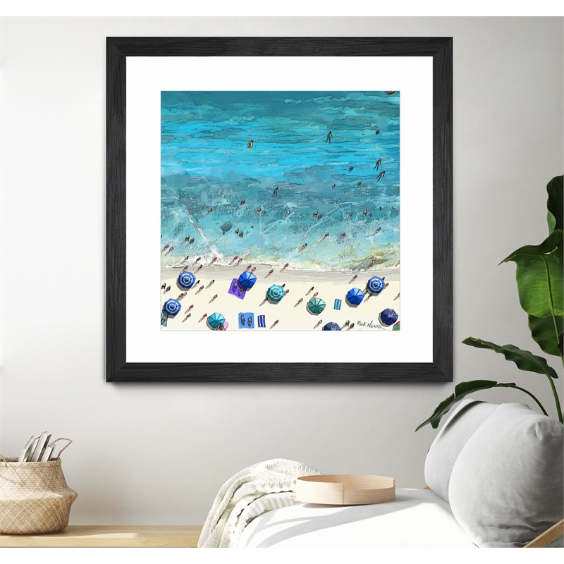 Giant Art 30x30 Hot Summer Beach Matted and Framed in Multi-Color