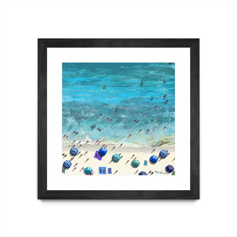 Giant Art 30x30 Hot Summer Beach Matted and Framed in Multi-Color
