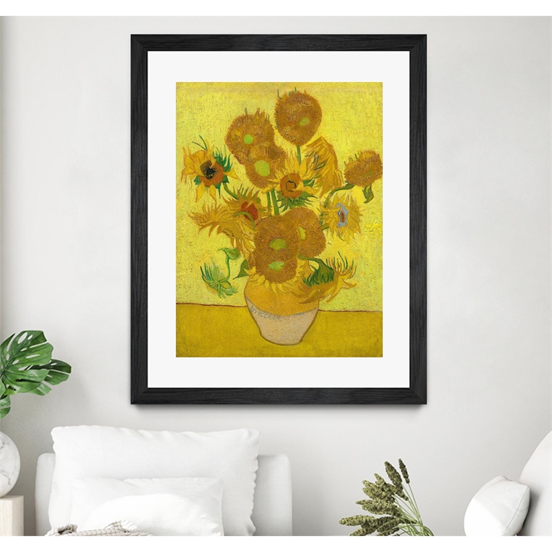 Giant Art 30x40 Sunflowers Matted and Framed in Multi-Color
