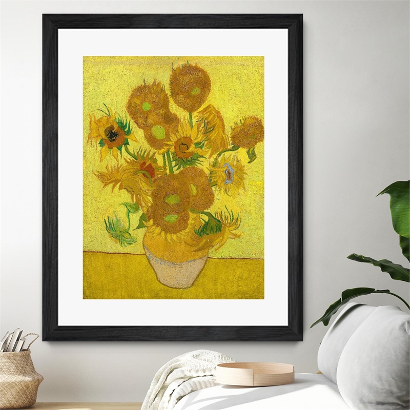 Giant Art 30x40 Sunflowers Matted and Framed in Multi-Color
