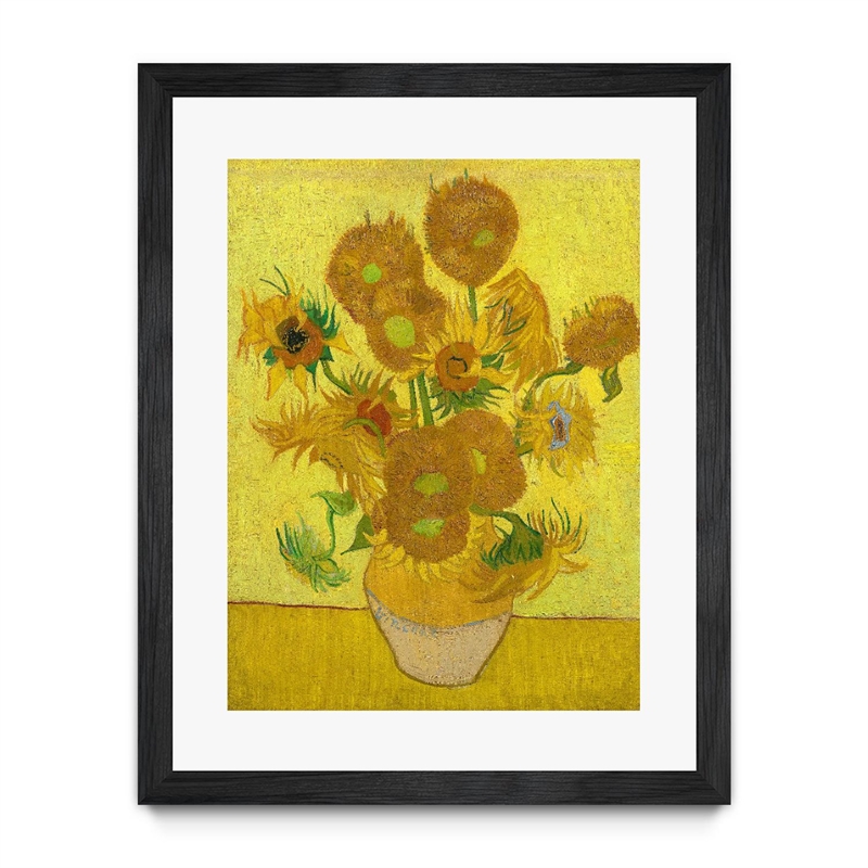 Giant Art 24x32 Sunflowers Matted and Framed in Multi-Color
