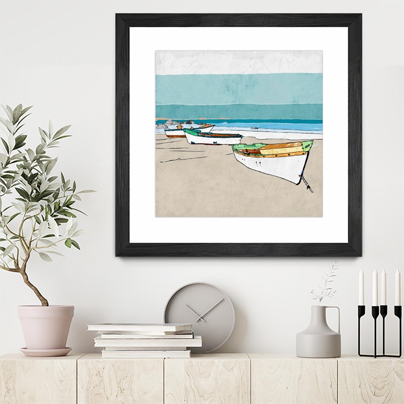 Giant Art 36x36 Lined Up Matted and Framed in Multi-Color