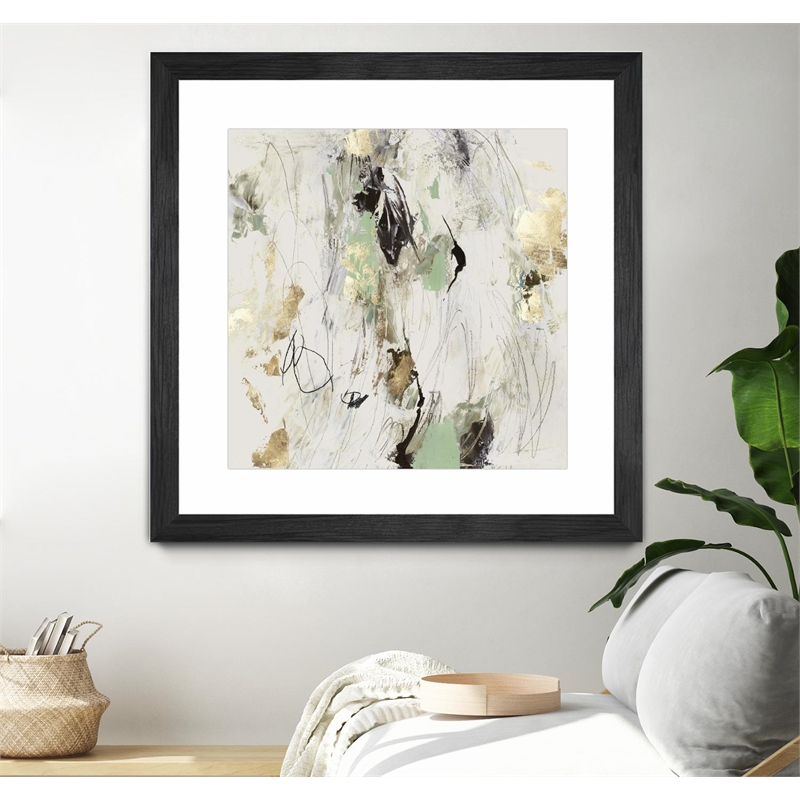 Giant Art 36x36 Golden Scratches Matted and Framed in Multi-Color