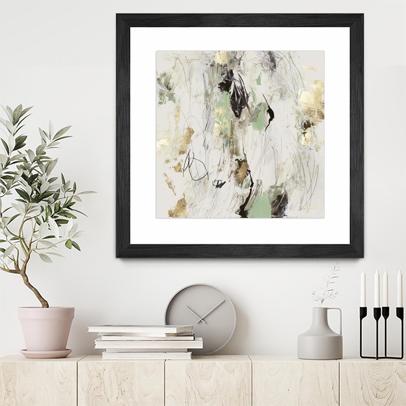 Giant Art 30x30 Golden Scratches Matted and Framed in Multi-Color