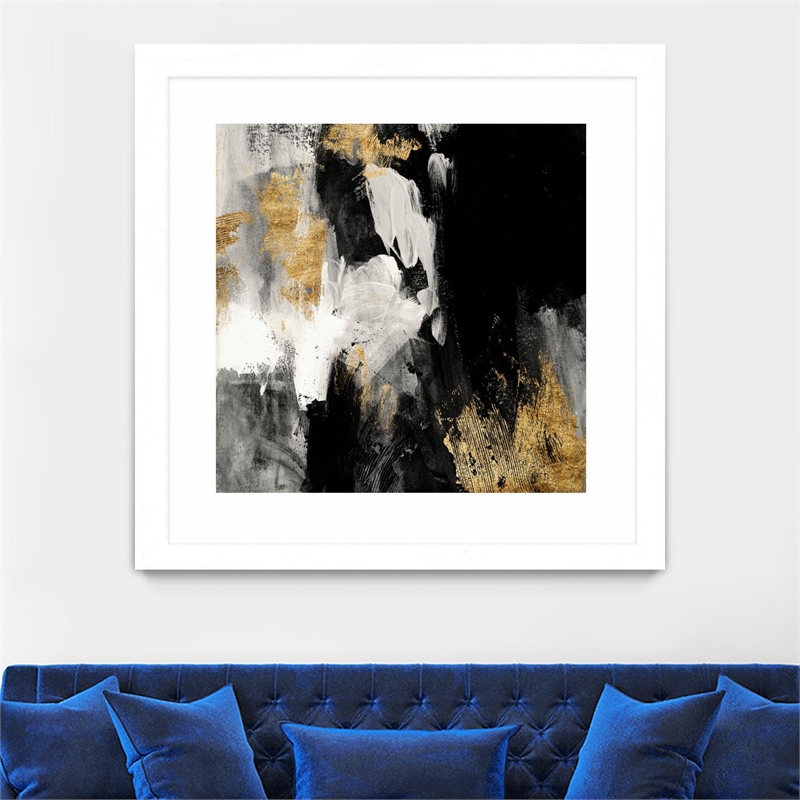 Giant Art 36x36 Neutral Gold Collage III Matted and Framed in Multi-Color