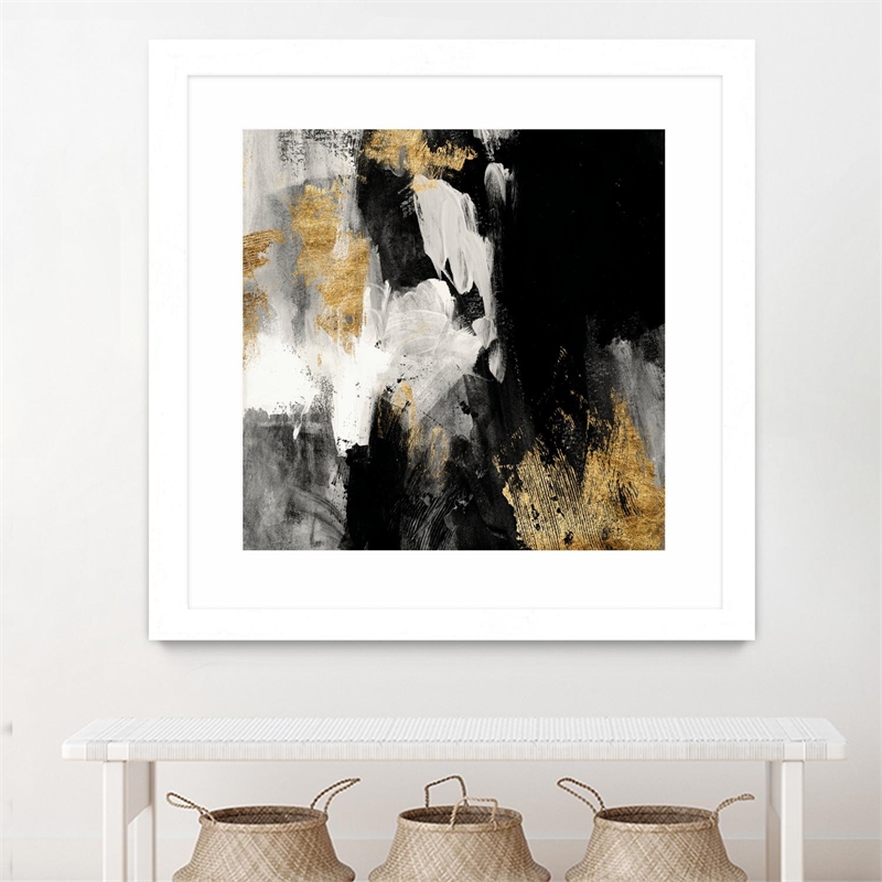Giant Art 36x36 Neutral Gold Collage III Matted and Framed in Multi-Color
