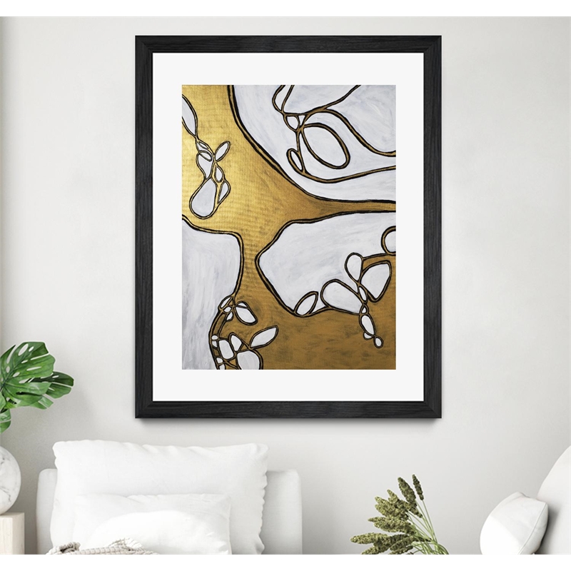 Giant Art 30x40 Mocha Latte -Gold - 1 Matted and Framed in White