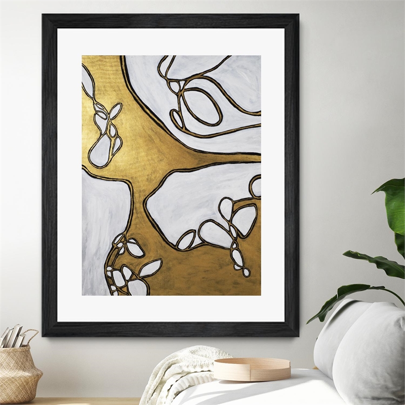 Giant Art 24x32 Mocha Latte -Gold - 1 Matted and Framed in White