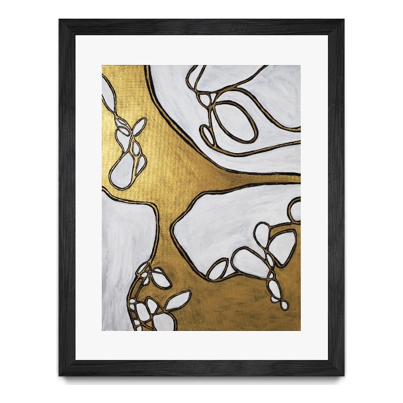 Giant Art 24x32 Mocha Latte -Gold - 1 Matted and Framed in White