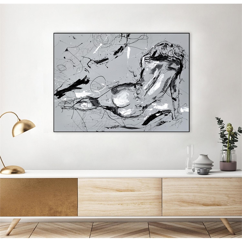 Giant Art Canvas  32x24 Nude Figure 3 Framed in Multi-Color