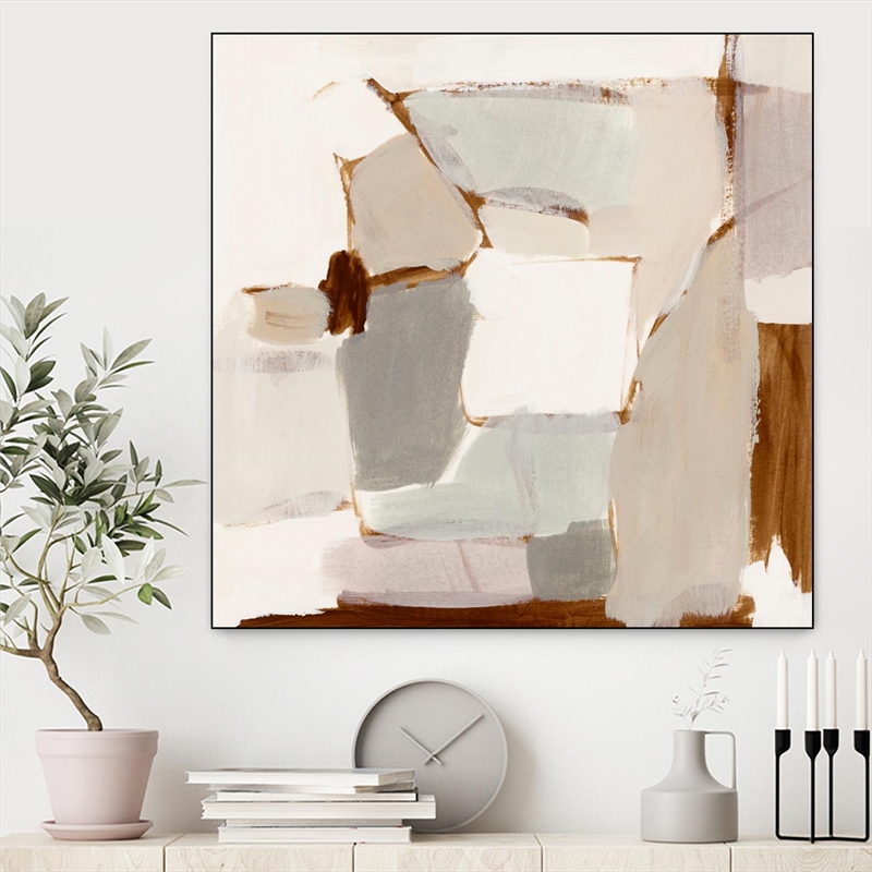 Giant Art Canvas  20x20 Mint Chip I Framed in White