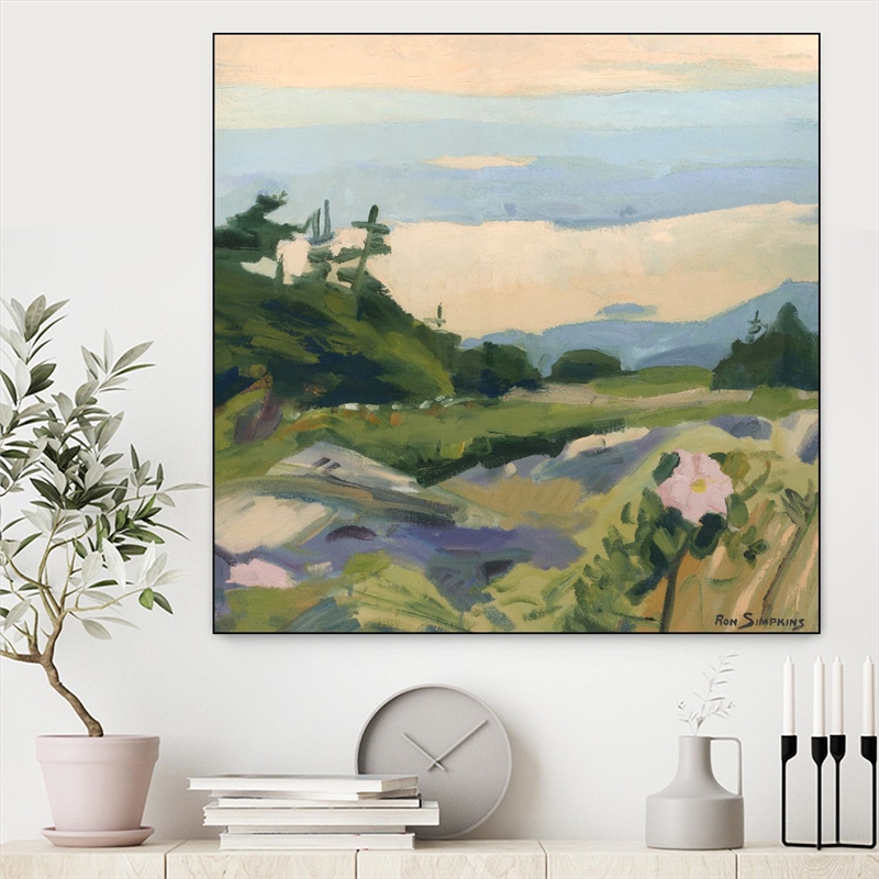 Giant Art Canvas  20x20 Top of the World Framed in Green
