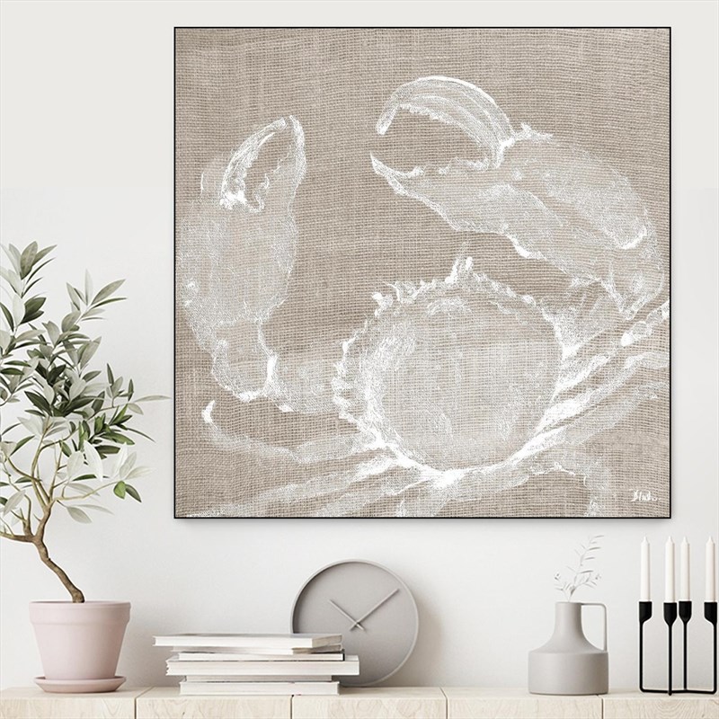 Giant Art Canvas  20x20 Neutral Surf Side I Framed in Multi-Color