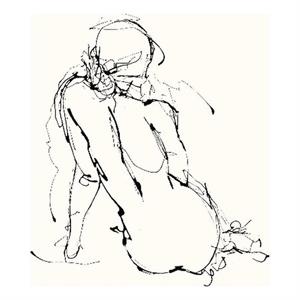 Giant Art 84x54 Contour Figure 4 Fine Art Giant Canvas Print in White