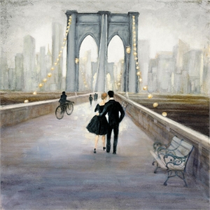 Giant Art 54x54 Bridge to New York 2 Fine Art Giant Canvas Print in Multi-Color