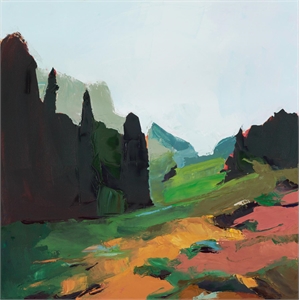 Giant Art 72x72 Green Alpine Meadow Fine Art Giant Canvas Print in Pink