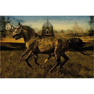 Giant Art 84x54 2 Horses Fine Art Giant Canvas Print in Multi-Color