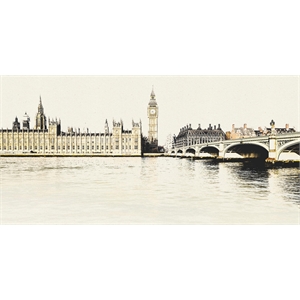 Giant Art 72x36 London Waterfront A Fine Art Giant Canvas Print in Multi-Color