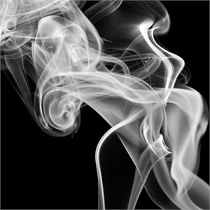 Giant Art 54x54 Black Smoke Abstract Square Fine Art Giant Canvas Print in White