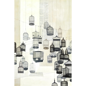 Giant Art 72x48 Birdcages 1 Fine Art Giant Canvas Print in White