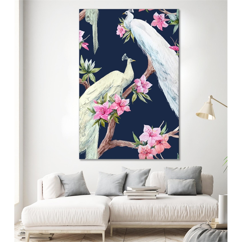Giant Art 72x48 Paradis Birds II Fine Art Giant Canvas Print in Multi-Color