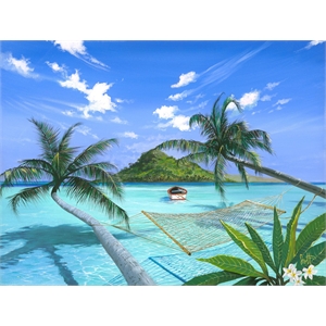 Giant Art 72x54 Furlough Day Fine Art Giant Canvas Print in Turquoise