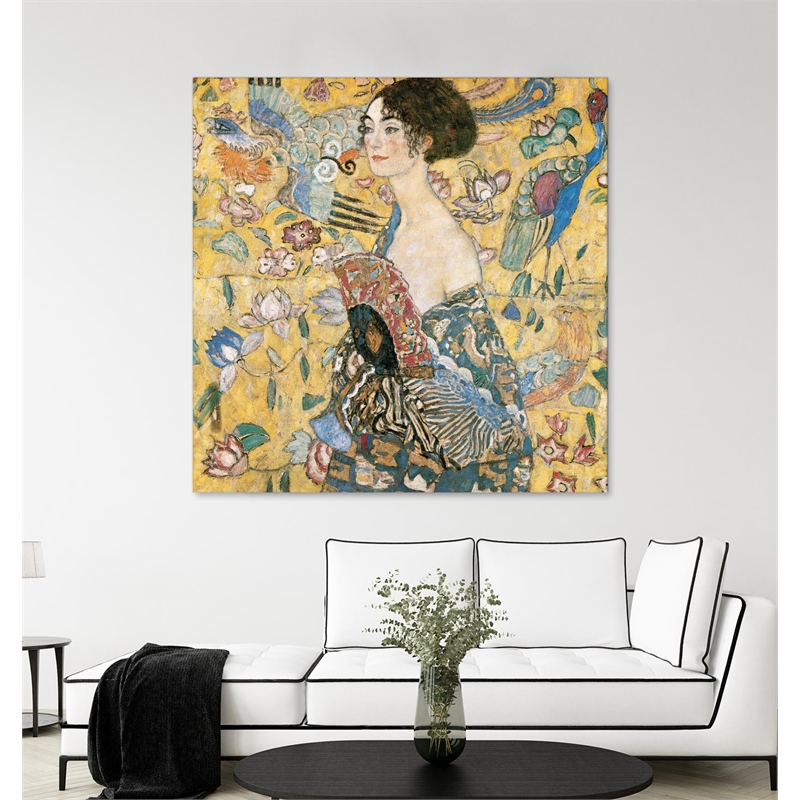 Giant Art 54x54 Woman with Fan Fine Art Giant Canvas Print in Multi-Color