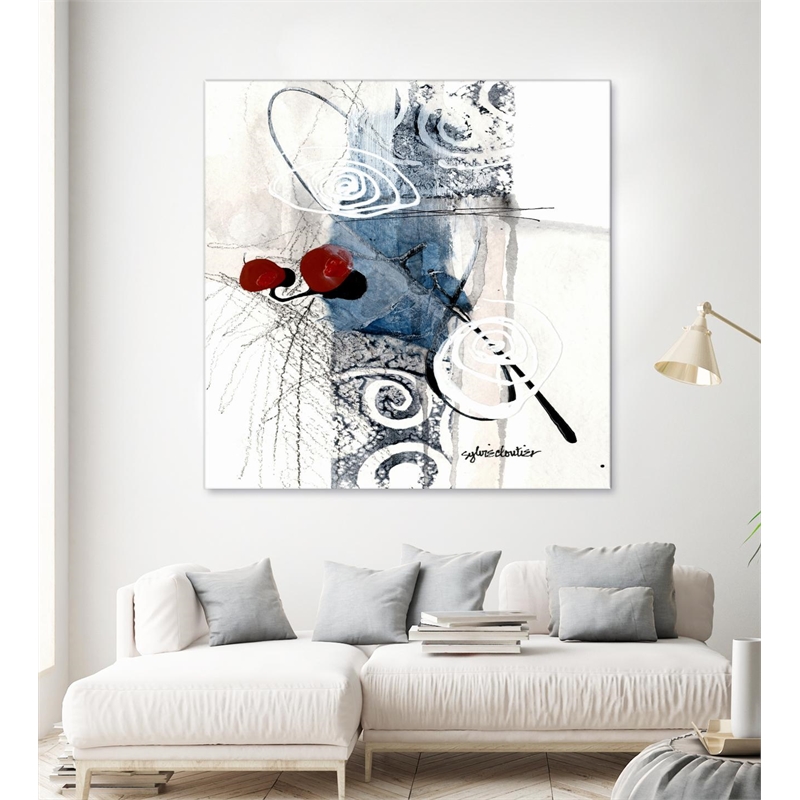 Giant Art 54x54 Zone Bleue Fine Art Giant Canvas Print in Red